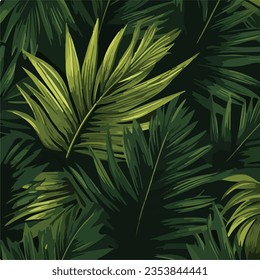 Tropical palm leaves, jungle leaves vector background. floral pattern background. Green background. Nature background wallpaper.