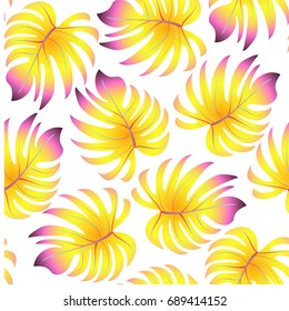 Tropical palm leaves, jungle leaves. Vector floral pattern background.