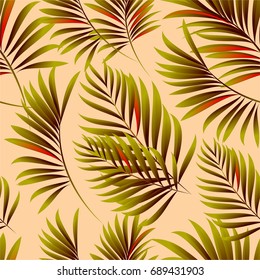 Tropical palm leaves, jungle leaves. Vector floral pattern background.