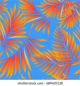 Tropical palm leaves, jungle leaves. Vector floral pattern background.