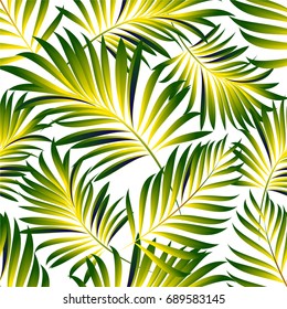 Tropical palm leaves, jungle leaves. Vector floral pattern background.