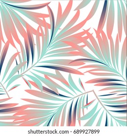 Tropical palm leaves, jungle leaves. Vector floral pattern background.