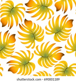 Tropical palm leaves, jungle leaves. Vector floral pattern background.