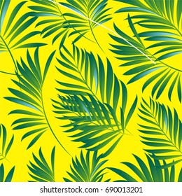 Tropical palm leaves, jungle leaves. Vector floral pattern background.
