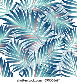 Tropical palm leaves, jungle leaves. Vector floral pattern background.