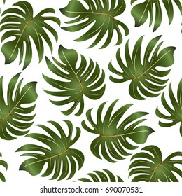 Tropical palm leaves, jungle leaves. Vector floral pattern background.