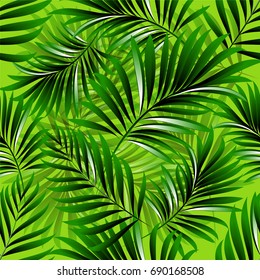 Tropical palm leaves, jungle leaves. Vector floral pattern background.