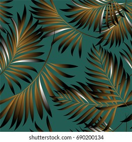 Tropical palm leaves, jungle leaves. Vector floral pattern background.