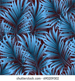 Tropical palm leaves, jungle leaves. Vector floral pattern background.