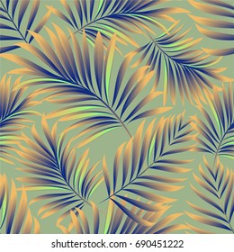 Tropical palm leaves, jungle leaves. Vector floral pattern background.