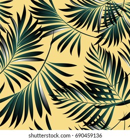 Tropical palm leaves, jungle leaves. Vector floral pattern background.