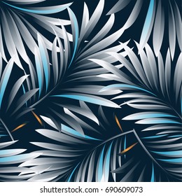 Tropical palm leaves, jungle leaves. Vector floral pattern background.