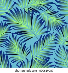 Tropical palm leaves, jungle leaves. Vector floral pattern background.