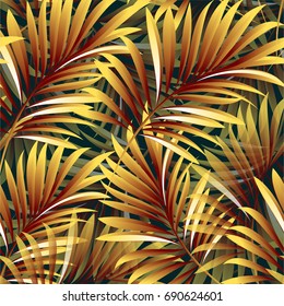 Tropical palm leaves, jungle leaves. Vector floral pattern background.