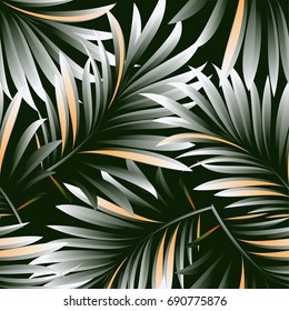 Tropical palm leaves, jungle leaves. Vector floral pattern background.