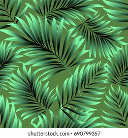 Tropical palm leaves, jungle leaves. Vector floral pattern background.