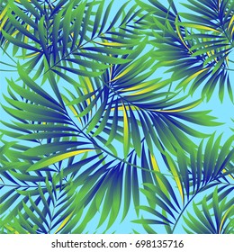Tropical palm leaves, jungle leaves. Vector floral pattern background.