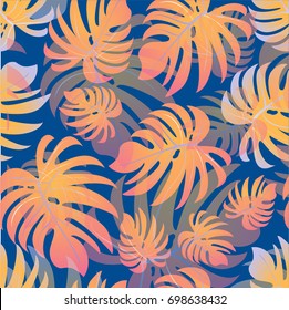 Tropical palm leaves, jungle leaves. Vector floral pattern background.