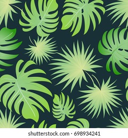 Tropical palm leaves, jungle leaves. Vector floral pattern background.