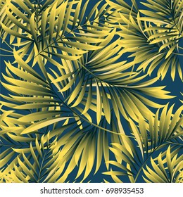 Tropical palm leaves, jungle leaves. Vector floral pattern background.