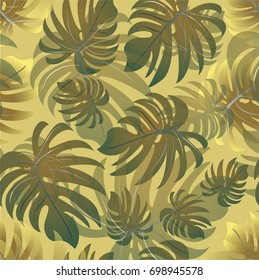 Tropical palm leaves, jungle leaves. Vector floral pattern background.