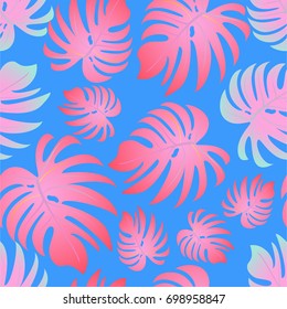 Tropical palm leaves, jungle leaves. Vector floral pattern background.