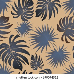 Tropical palm leaves, jungle leaves. Vector floral pattern background.