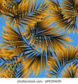 Tropical palm leaves, jungle leaves. Vector floral pattern background.