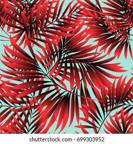 Tropical palm leaves, jungle leaves. Vector floral pattern background.