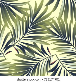 Tropical palm leaves, jungle leaves. Vector floral pattern background.