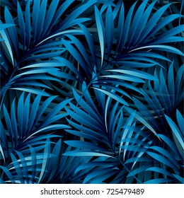 Tropical palm leaves, jungle leaves. Vector floral pattern background.