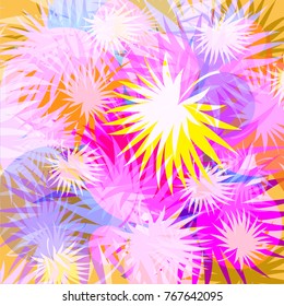 Tropical palm leaves, jungle leaves. Vector floral pattern background.