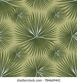 Tropical palm leaves, jungle leaves. Vector floral seamless pattern background.