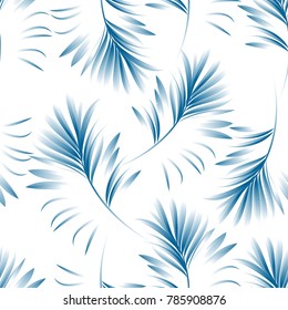 Tropical palm leaves, jungle leaves. Vector floral seamless pattern background.