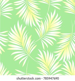 Tropical palm leaves, jungle leaves. Vector floral seamless pattern background.