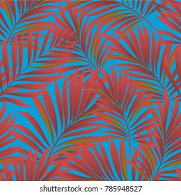 Tropical palm leaves, jungle leaves. Vector floral seamless pattern background.