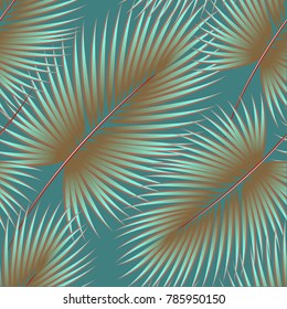 Tropical palm leaves, jungle leaves. Vector floral seamless pattern background.