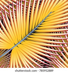 Tropical palm leaves, jungle leaves. Vector floral seamless pattern background.