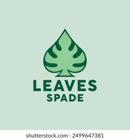 Tropical Palm Leaves Logo Design Vector, Ace Leaf Emblem Symbol, Spade Flora Creative Vintage Graphic Design