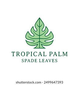 Tropical Palm Leaves Logo Design Vector, Ace Leaf Emblem Symbol, Spade Flora Creative Vintage Graphic Design