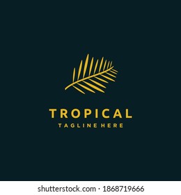 Tropical Palm leaves logo graphic design