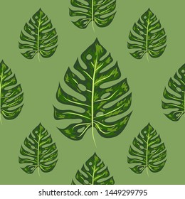 Tropical palm leaves, monstera, jungle leaf vector seamless floral summer pattern background