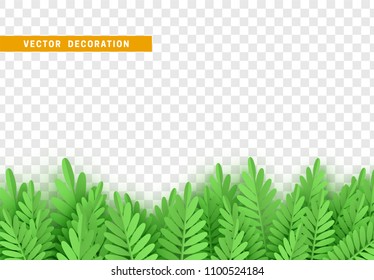 Tropical palm leaves из paper cut art.  Vector Illustration
