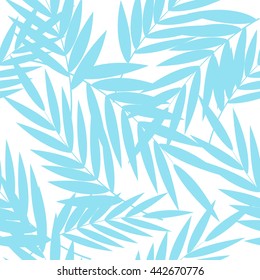 Tropical palm leaves pattern. Branches and leaves of tropical plants. Vector illustration.