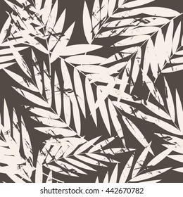 Tropical palm leaves pattern. Branches and leaves of tropical plants. Vector illustration.