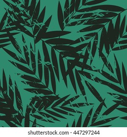 Tropical palm leaves pattern. Branches and leaves of tropical plants. Vector illustration.
