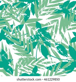 Tropical palm leaves pattern. Branches and leaves of tropical plants. Vector illustration.