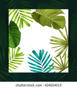 Tropical palm leaves pattern poster