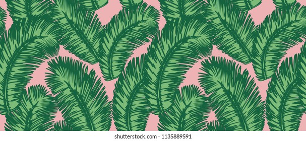 Tropical palm leaves Pattern. Seamless Vector Background.