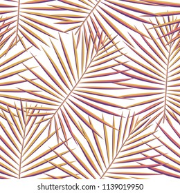 Tropical palm leaves pattern seamless background. Exotic fashion trendy floral foliage pattern. Seamless beautiful botany palm tree summer decoration design.Vector pattern print for swimwear wrapping